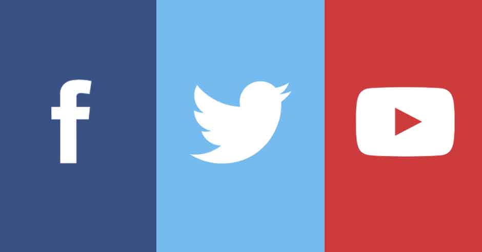 Facebook, YouTube, Twitter logo 2023