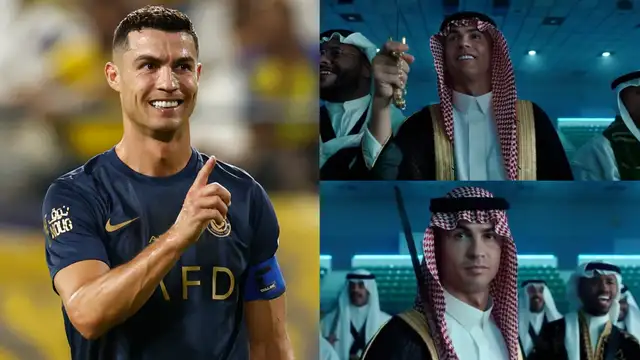 Cristiano Ronaldo and Sadio Mane Embrace Middle Eastern Culture: Wield Swords in Traditional Saudi Dress[VIDEO]